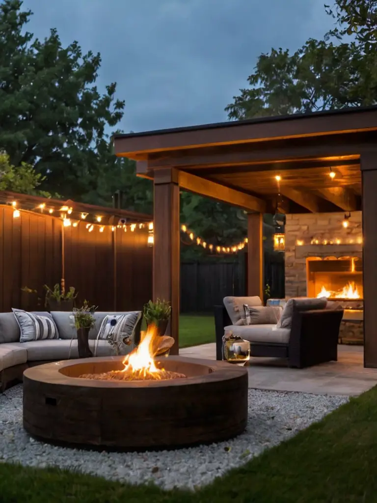21 Stunning Backyard Patio Designs Ideas with Fire Pit
