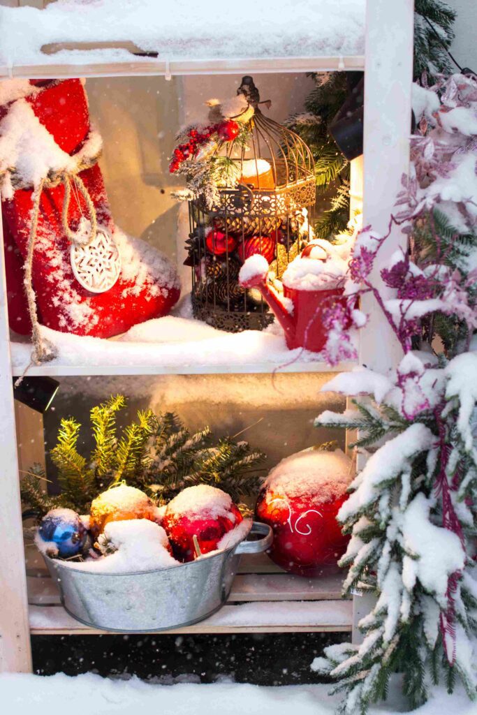 festive new year decorations street covered with snow christmas lights 11zon festive new year decorations street covered with snow christmas lights 11zon