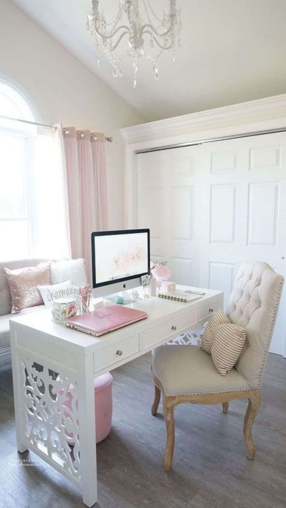 pink curtains for home office