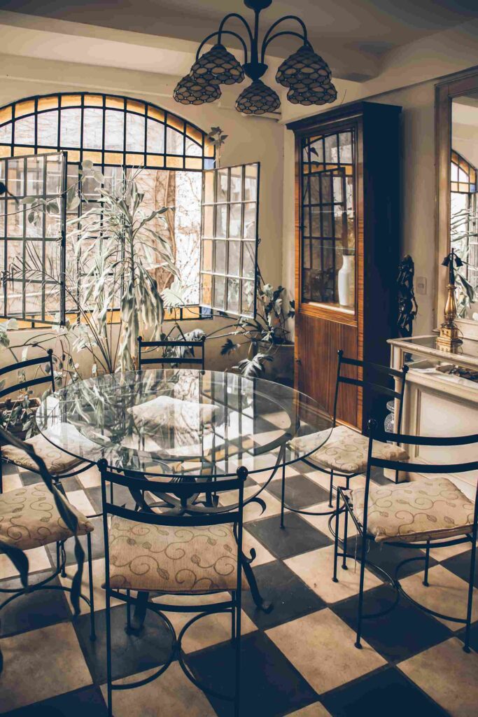 empty chairs tables restaurant 11zon