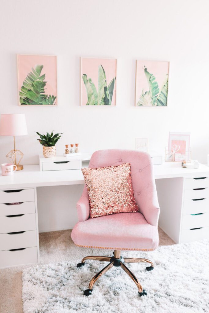 pink home office