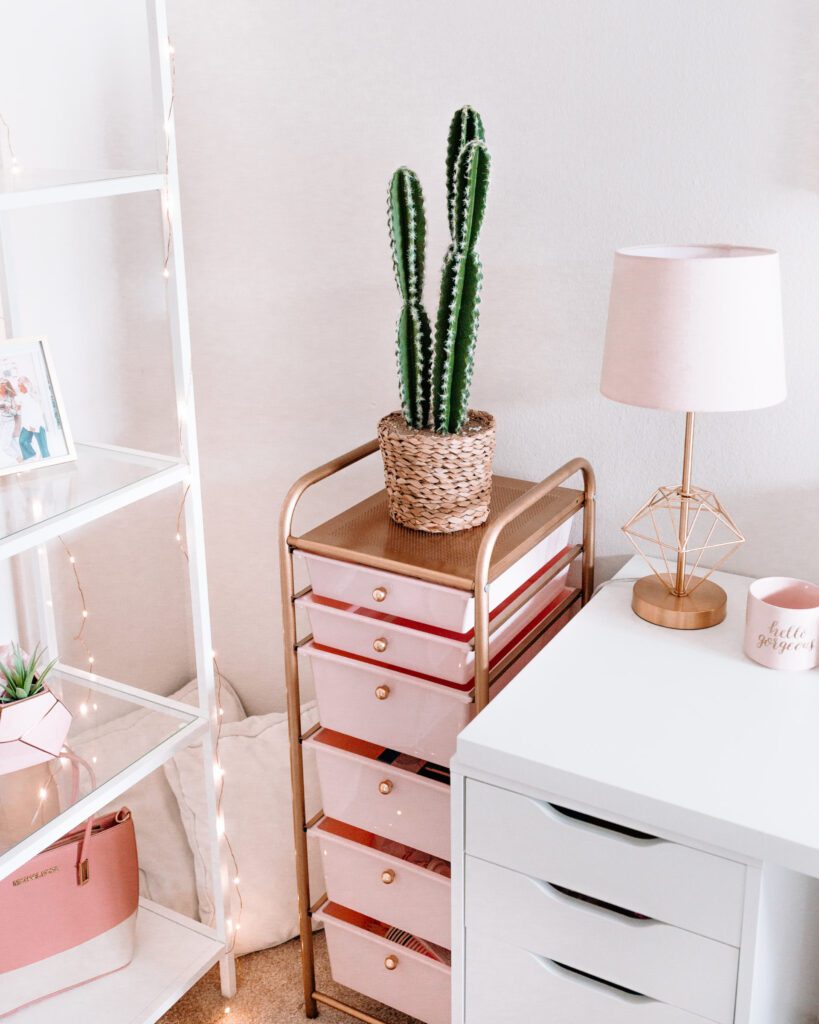 pink home office lightning