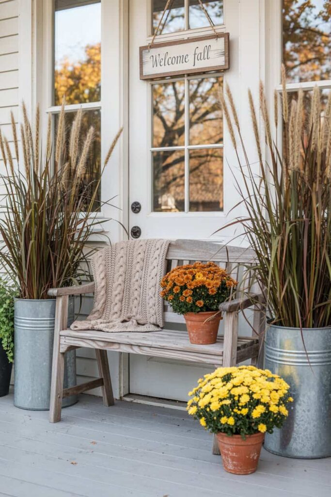 fall porch grass fall porch grass