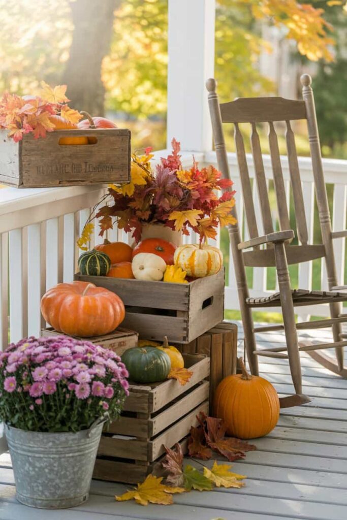 vintage crate fall decor vintage crate fall decor