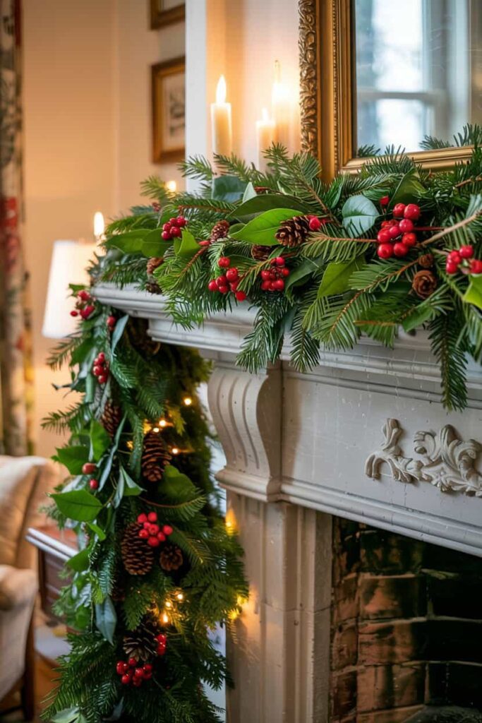 christmas mantel decor with garlands 1 christmas mantel decor with garlands 1