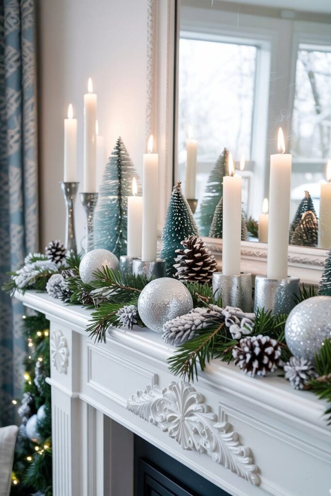 christmas winter mantel decor 1 christmas winter mantel decor 1
