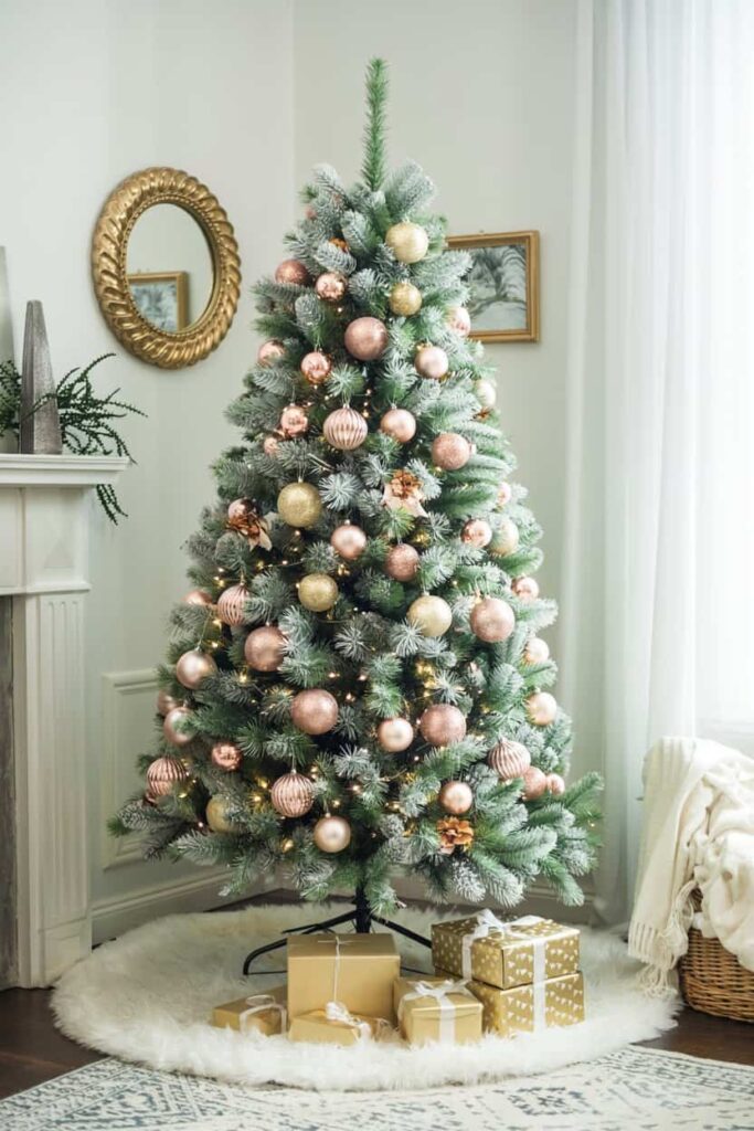 green and champagne christmas tree Tree Skirt