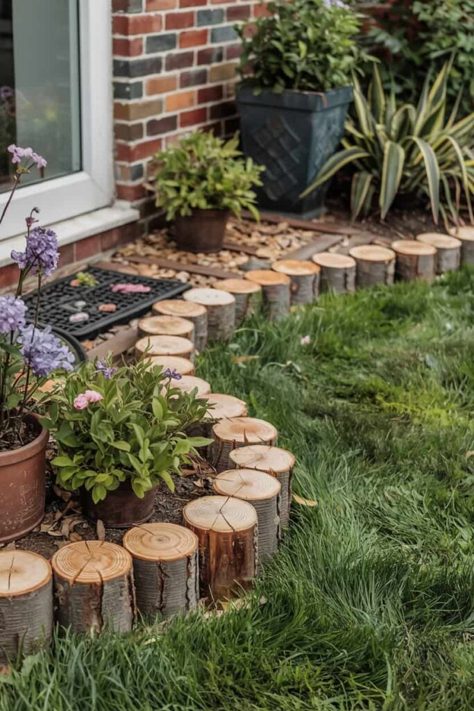 pre made log roll edging small lawn bord 1