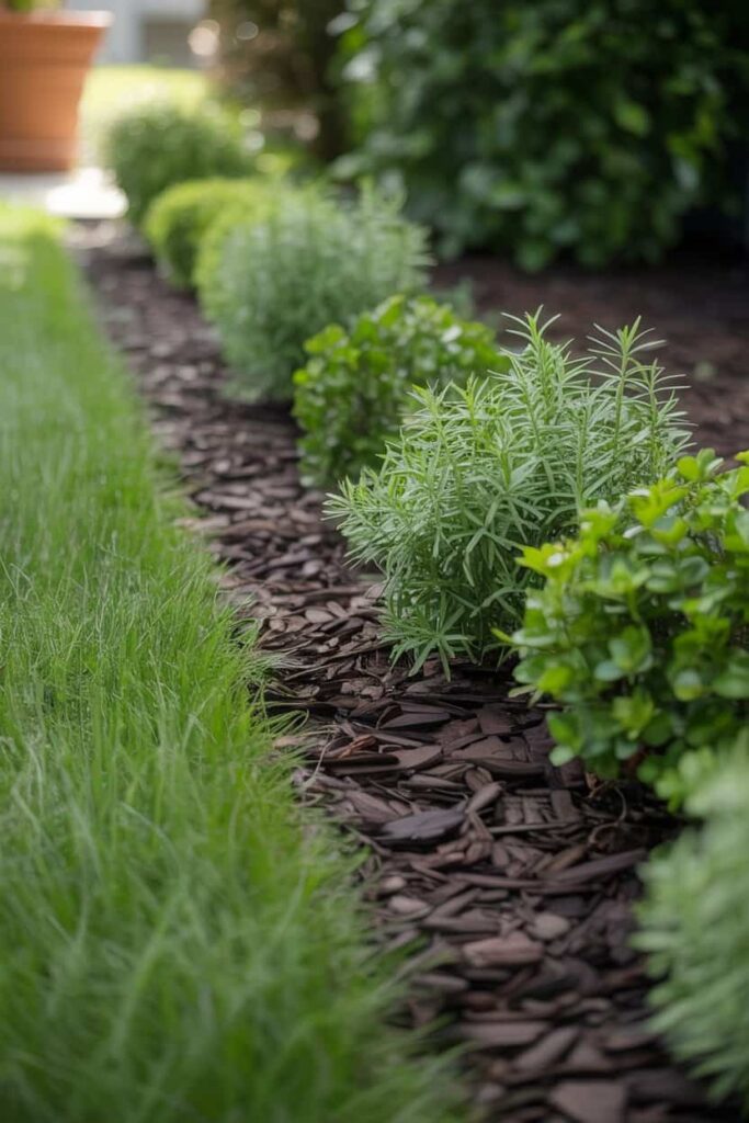 small lawn border mulch 1
