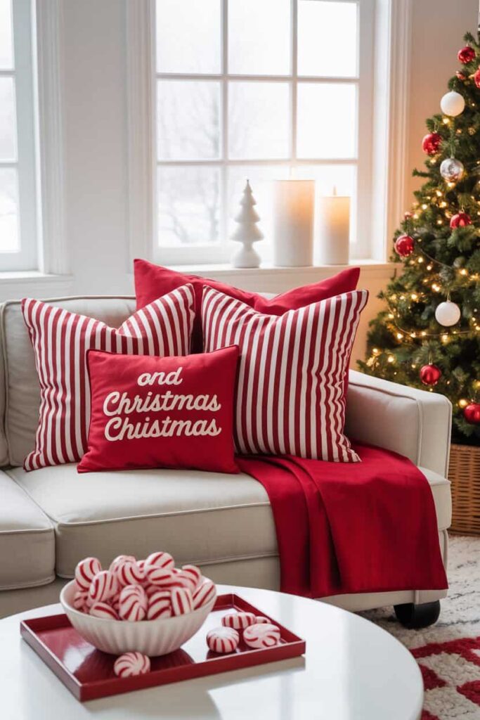 red and white christmas home decoe candy